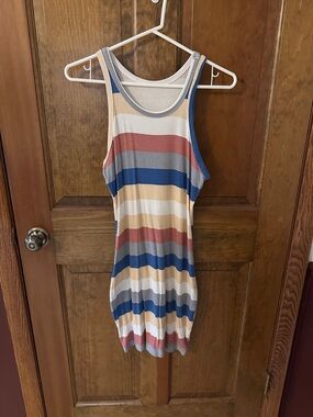 Striped Tank Dress in Blue, Rust, Cream and Gray